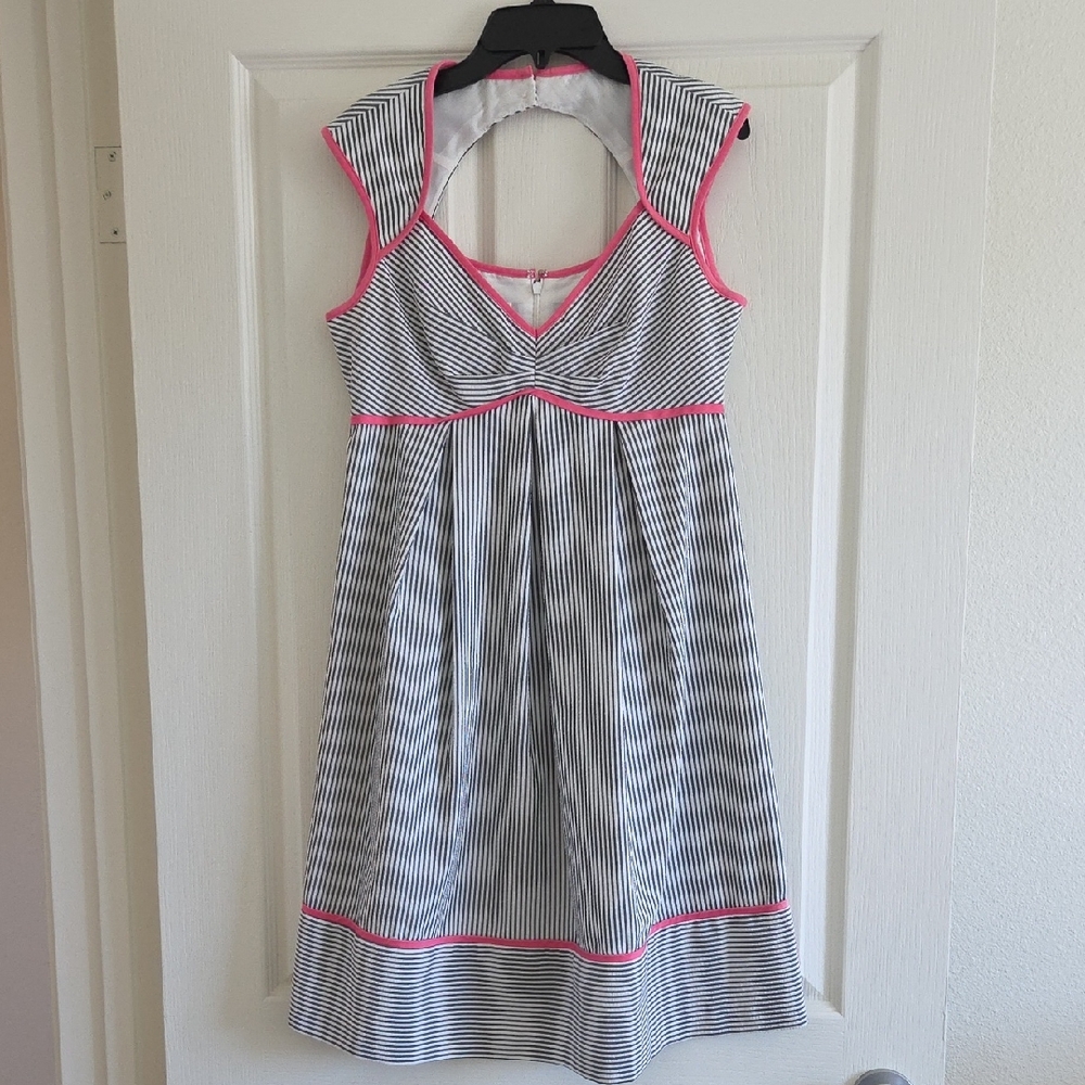 London Times Kids Dress with Black and Pink Stripes